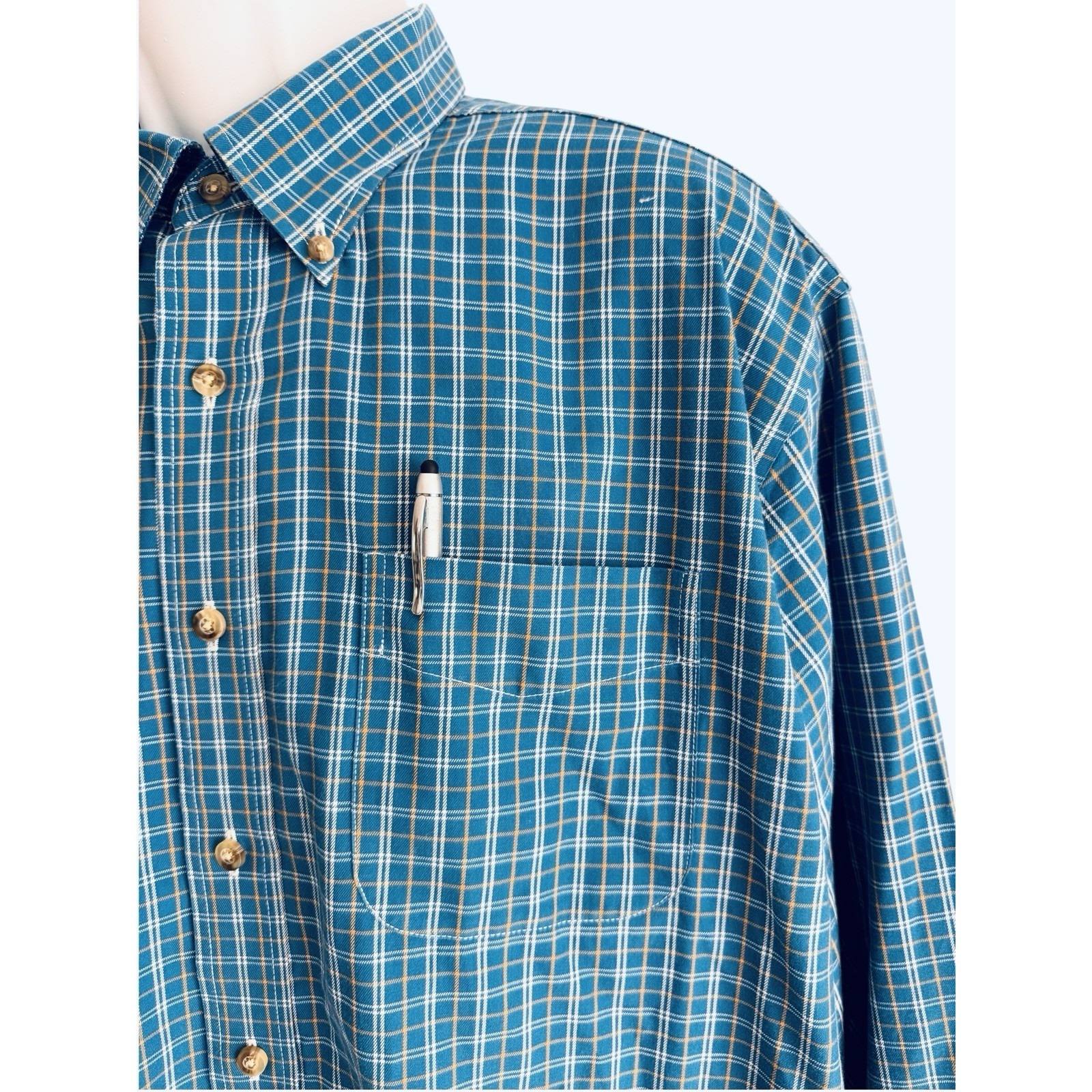 L L Bean Men Xl Tall Plaid Button Down Shirt Wrinkle Free Traditional Fit 503308